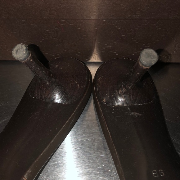 Gucci brown leather Guccisima sandals heels 39 - Picture 3 of 6